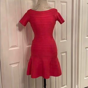 Herve Leger Liza dress rose red